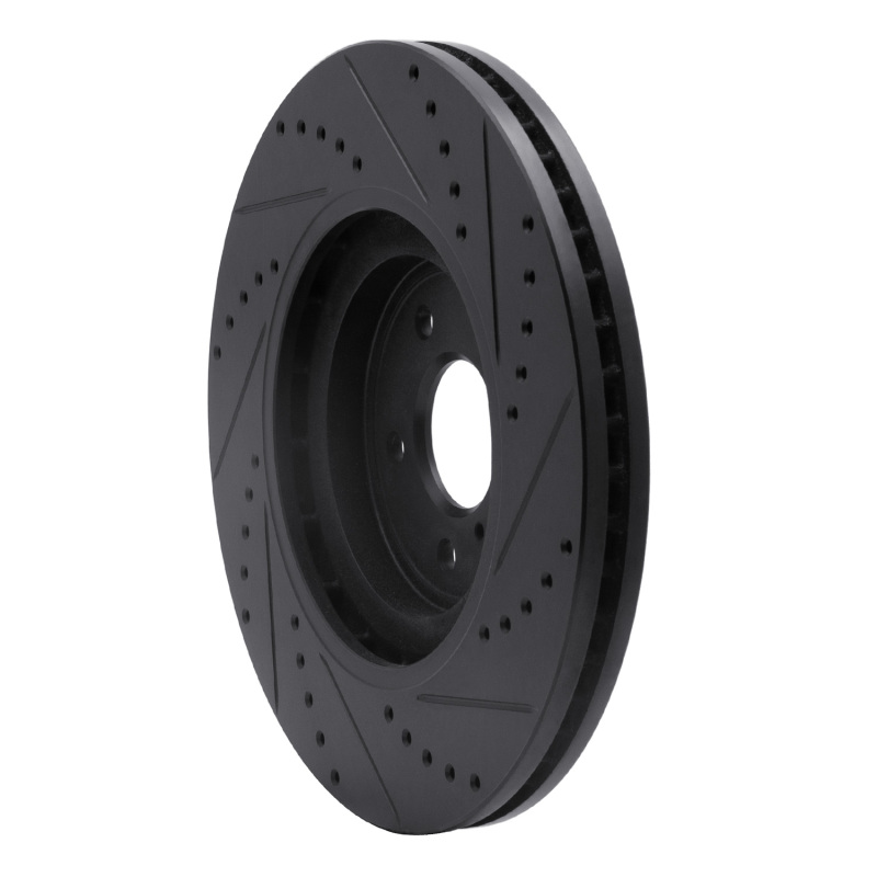 Infiniti QX70 Brake Rotor (1) - Front Left - R1 Concepts - Drilled & Slotted - Black - `08-`25